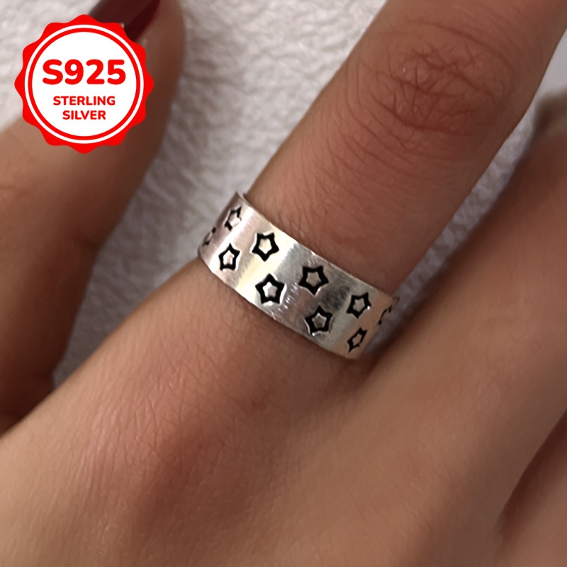 925 Silver Hypoallergenic Star Brushed Ring - Retro High End Index Finger Ring